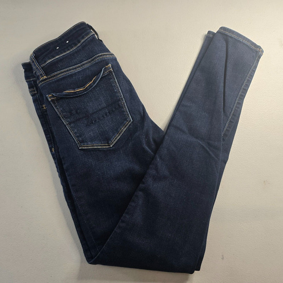 American Eagle Jegging Women's 2 Long Blue Next Level Stretch Dark Wash Ankle - Picture 12 of 16